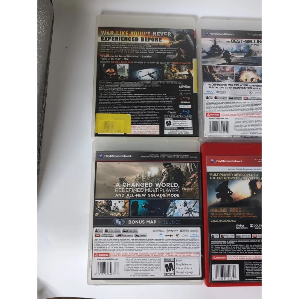 Lot Of 7 COD MW3 WORLD AT‎ WAR GHOSTS Black Ops 1&2 Adv War MEDAL OF HONOR PS3